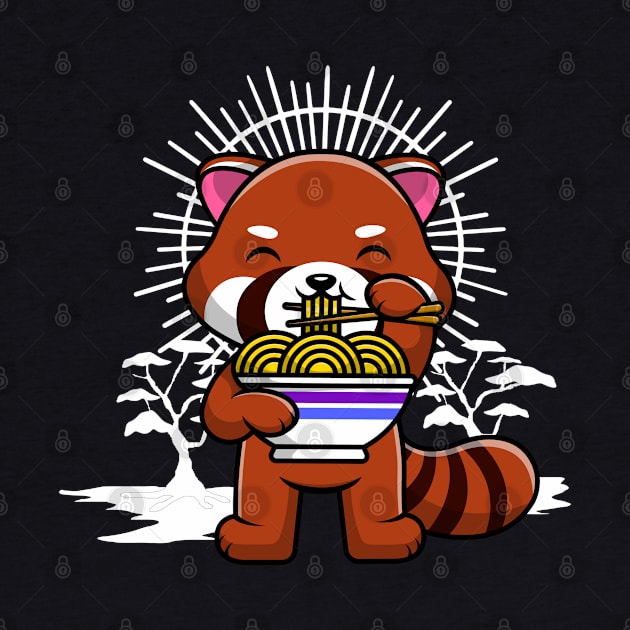 Red Panda Eating Ramen by Fj Greetings